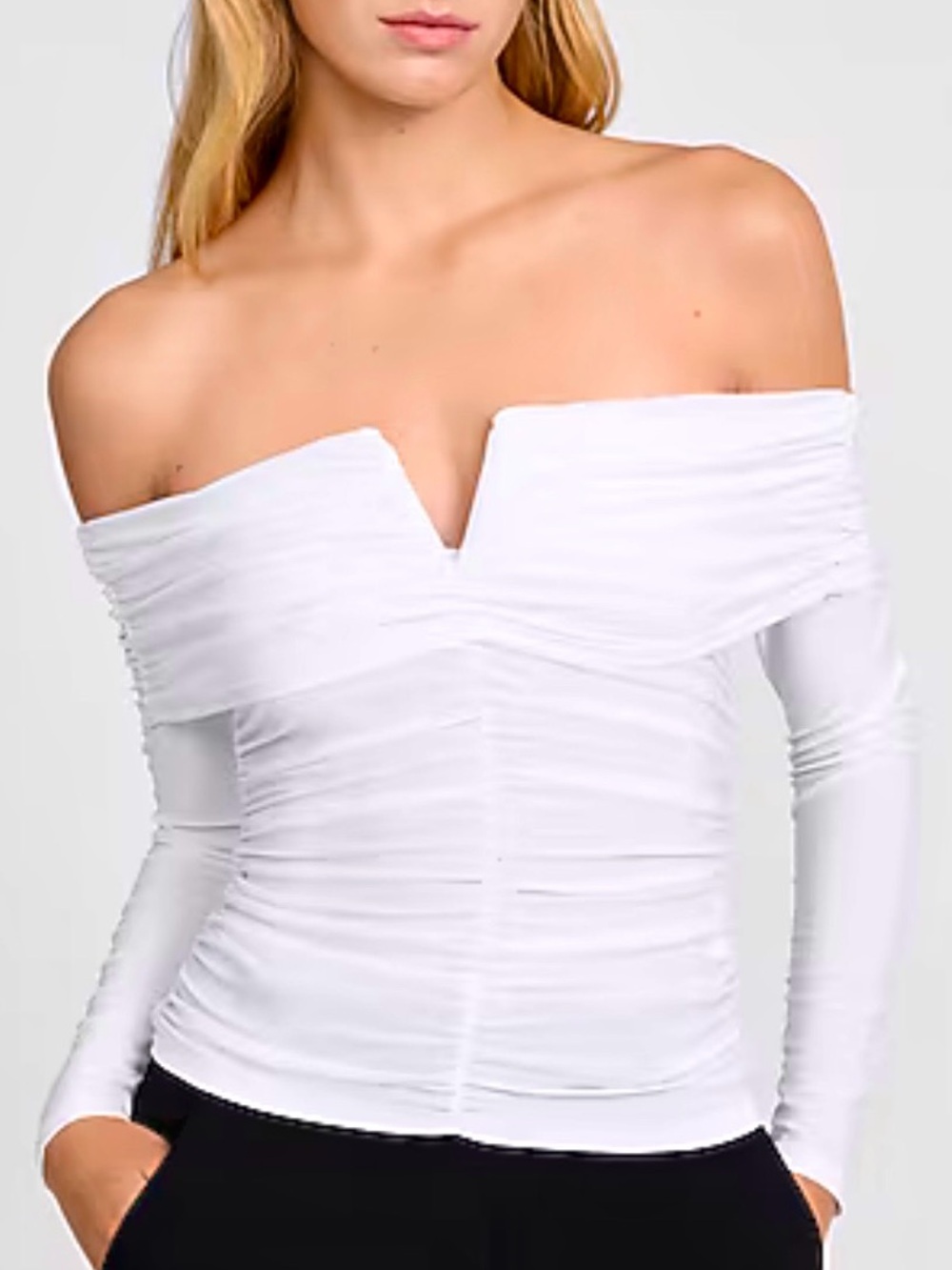Susana Monaco Top V - Wire Off-Shoulder Ruched Size Small - New